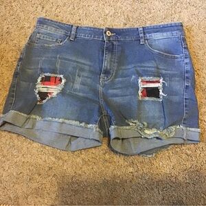 Denim cut out jean shorts
